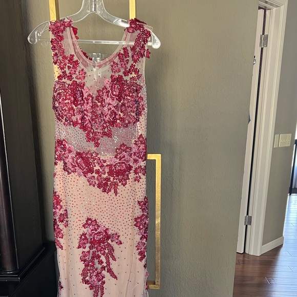 One of a kind red rhinestone prom gown!! - Picture 1 of 9